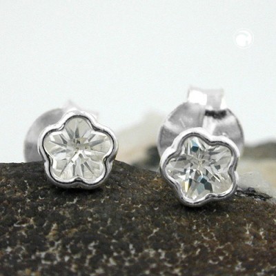 Ohrstecker 4mm Blume Zirkonia 925 Sterlingsilber