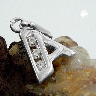 Anhänger Buchstabe A mit Zirkonia 925 Sterlingsilber