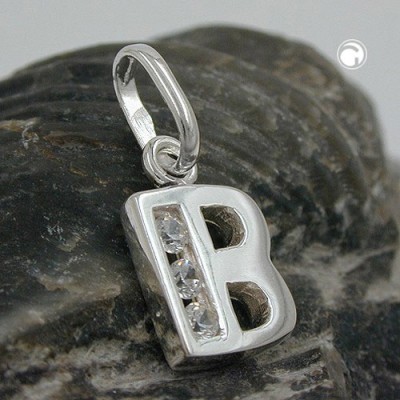 Anhänger Buchstabe B mit Zirkonia 925 Sterlingsilber