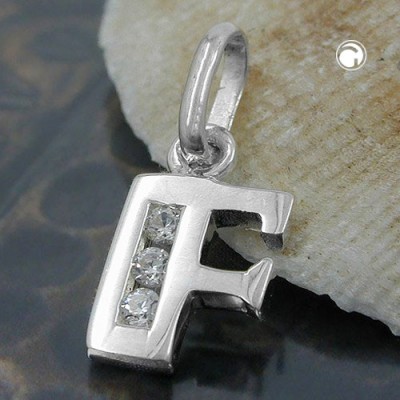 Anhänger Buchstabe F mit Zirkonia 925 Sterlingsilber