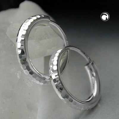 Creolen Ohrringe 15mm diamantiert 925 Sterlingsilber