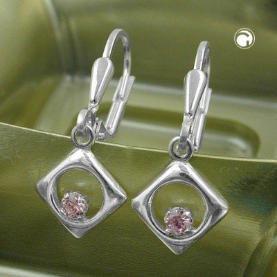 Ohrring Viereck Zirkonia pink 925 Sterlingsilber