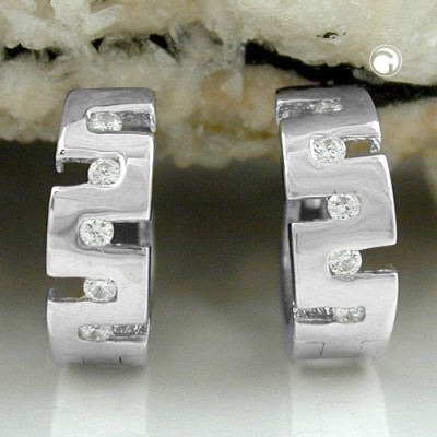 Creolen Ohrringe Zirkonia rhodiniert 925 Sterlingsilber