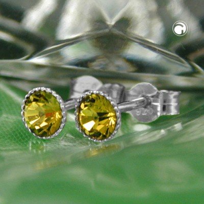 Ohrstecker rund Stein lime 925 Sterlingsilber