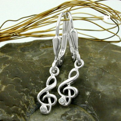 Ohrring Notenschlüssel 925 Sterlingsilber