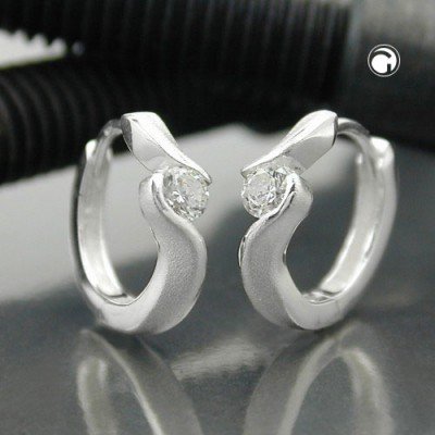 Creolen Ohrringe teilmatt Zirkonia 925 Sterlingsilber