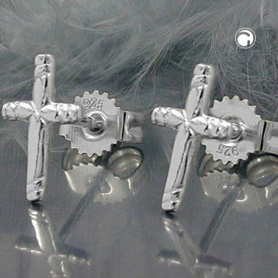 Ohrstecker Kreuz mit Muster 925 Sterlingsilber