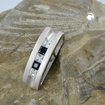 Anhänger matt si-sw Zirkonia 925 Sterlingsilber