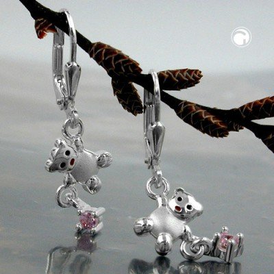 Ohrring Bär mit Zirkonia 925 Sterlingsilber