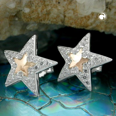 Ohrstecker Stern mit Zirkonia 925 Sterlingsilber