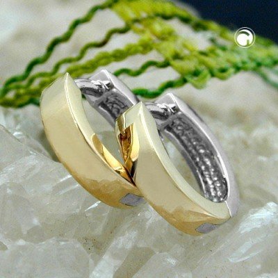 Creolen Ohrringe 11mm bicolor 925 Sterlingsilber