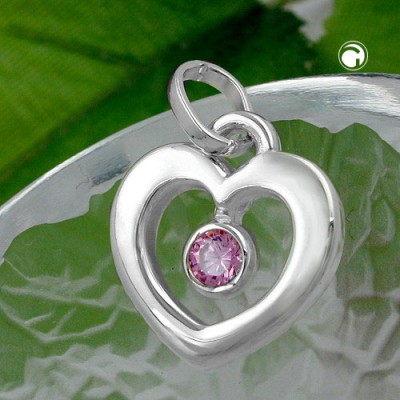 Anhänger Herz mit rosa Zirkonia 925 Sterlingsilber