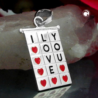 Anhänger Viereck I-LOVE-YOU 925 Sterlingsilber