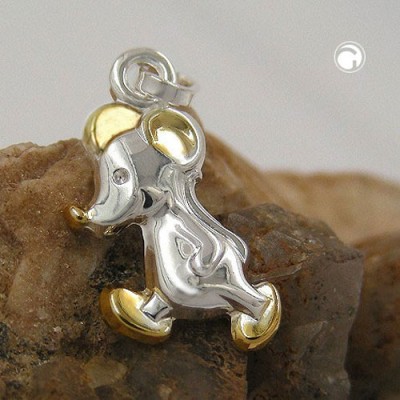 Anhänger Maus teilvergoldet 925 Sterlingsilber