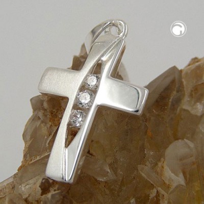 Anhänger Kreuz 3x Zirkonia 925 Sterlingsilber