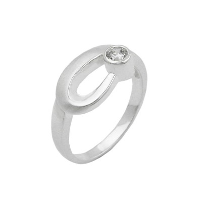 Ring Zirkonia gefasst matt-glänzend 925 Silber Größe 54