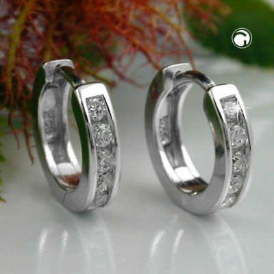 Creolen Ohrringe Zirkonia weiss 925 Sterlingsilber