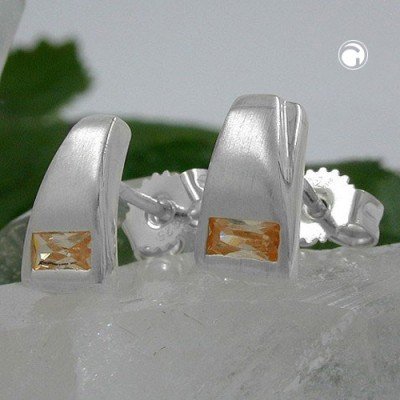 Ohrstecker Zirkonia topas matt 925 Sterlingsilber