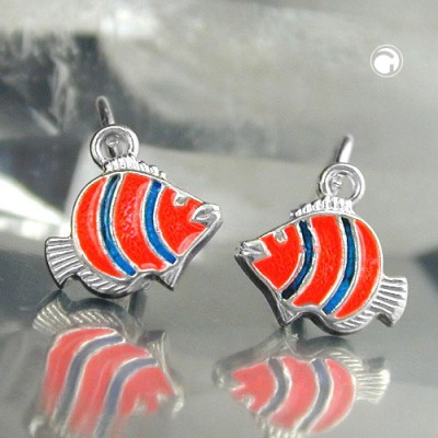 Ohrring Clownfisch orange blau 925 Sterlingsilber