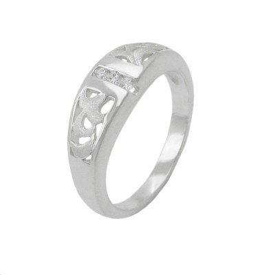 Ring 3 Zirkonias matt-glänzend 925 Silber Größe 60