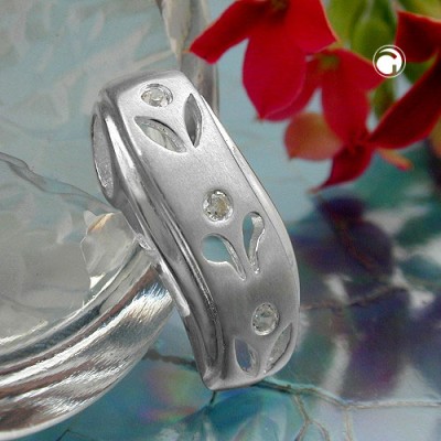 Anhänger matt Rand glänzend mit Zirkonia 925 Sterlingsilber
