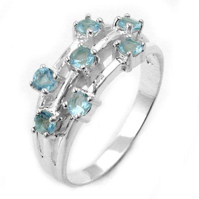 Ring 7x synthetische Aquamarin 925 Silber