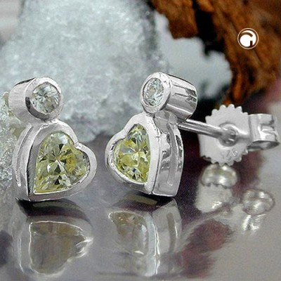 Ohrstecker synth Peridot 1x Zirkonia 925 Sterlingsilber