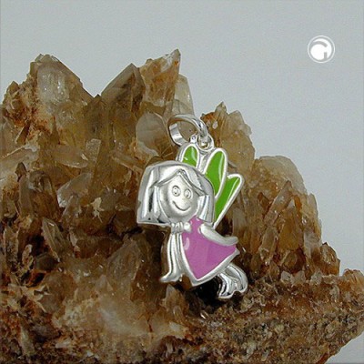 Anhänger Elfe pink-grün 925 Sterlingsilber