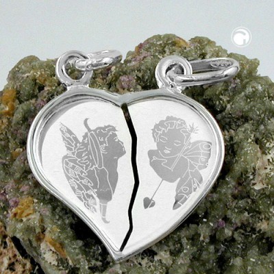 Anhänger Herz mit Engeln 925 Sterlingsilber