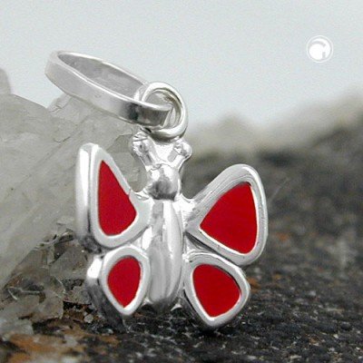 Anhänger Schmetterling-rot 925 Sterlingsilber