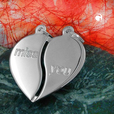 Anhänger Herz mit 2 Ösen 925 Sterlingsilber