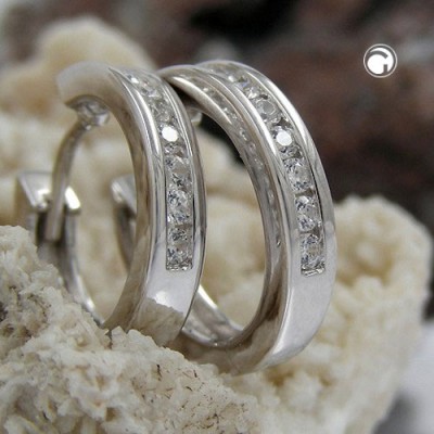 Creolen Ohrringe mit Zirkonias 925 Sterlingsilber