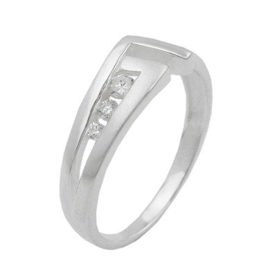 Ring mit 3 Zirkonias matt-glänzend 925 Silber Größe 56