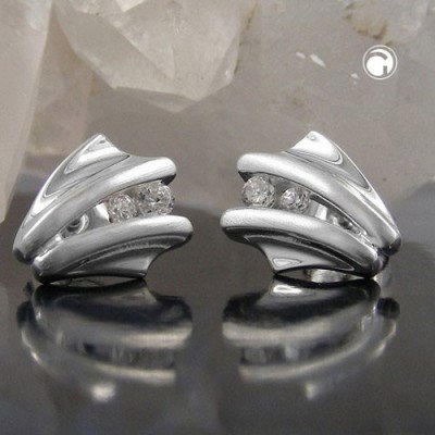 Ohrstecker je Seite 2x Zirkonia 925 Sterlingsilber