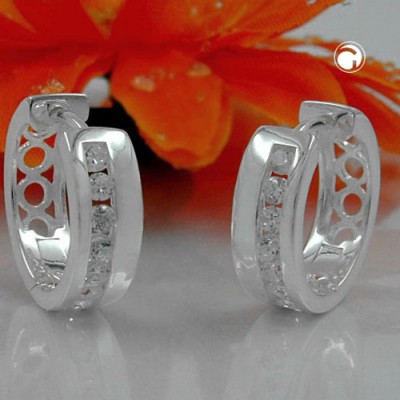 Creolen Ohrringe 16x5mm Zirkonia 925 Sterlingsilber