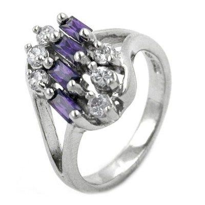 Ring Zirkonia 9,6mm amethyst-weiß 925 Silber Größe 62