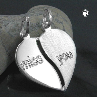 Anhänger Herz mit 2 Ösen 925 Sterlingsilber