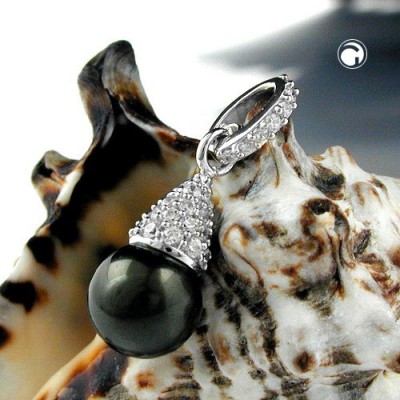 Anhänger Perle mit Zirkonia 925 Sterlingsilber