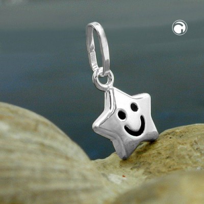 Anhänger Stern mit Gesicht 925 Sterlingsilber