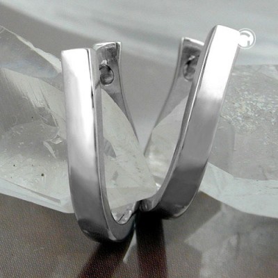 Creolen Ohrringe 25mm oval rhodiniert 925 Sterlingsilber