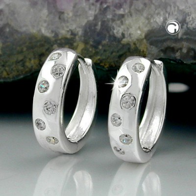 Creolen Ohrringe Zirkonia-Punkte 925 Sterlingsilber