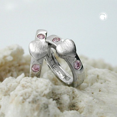 Creolen Ohrringe Herz mit Zirkonia 925 Sterlingsilber