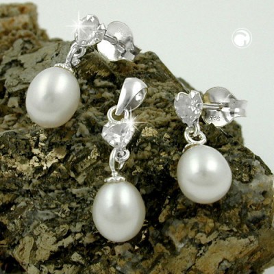 Set Stecker Anhänger Perle 925 Sterlingsilber