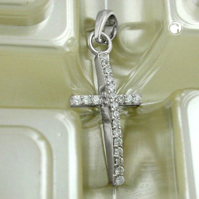 Anhänger Kreuz mit Zirkonias 925 Sterlingsilber