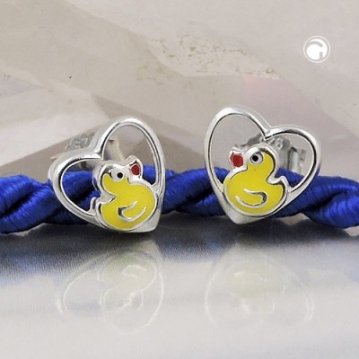 Ohrstecker kleine Ente im Herz 925 Sterlingsilber