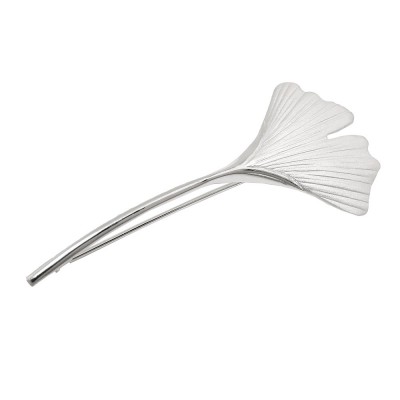 Brosche Ginkgoblatt matt-glänzend 925 Sterlingsilber