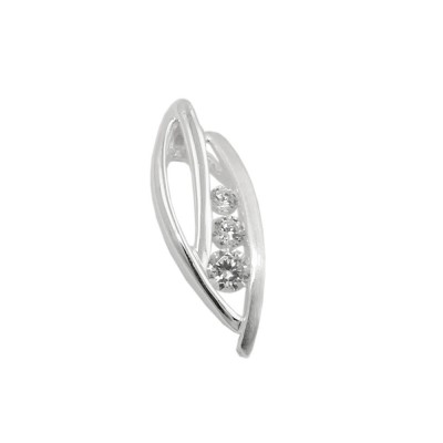 Anhänger blattähnlich matt-glänzend mit 3 Zirkonias 925 Sterlingsilber