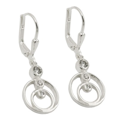 Ohrhänger Ohrringe Brisur je 2 Ringe mit 3 Zirkonias 925 Sterlingsilber