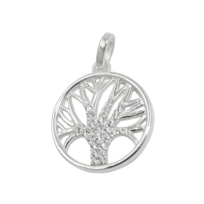 Anhänger Baum des Lebens mit Zirkonias 925 Sterlingsilber