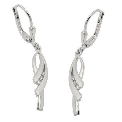 Ohrhänger Ohrringe Brisur mit Zirkonias matt-glänzend rhodiniert 925 Sterlingsilber